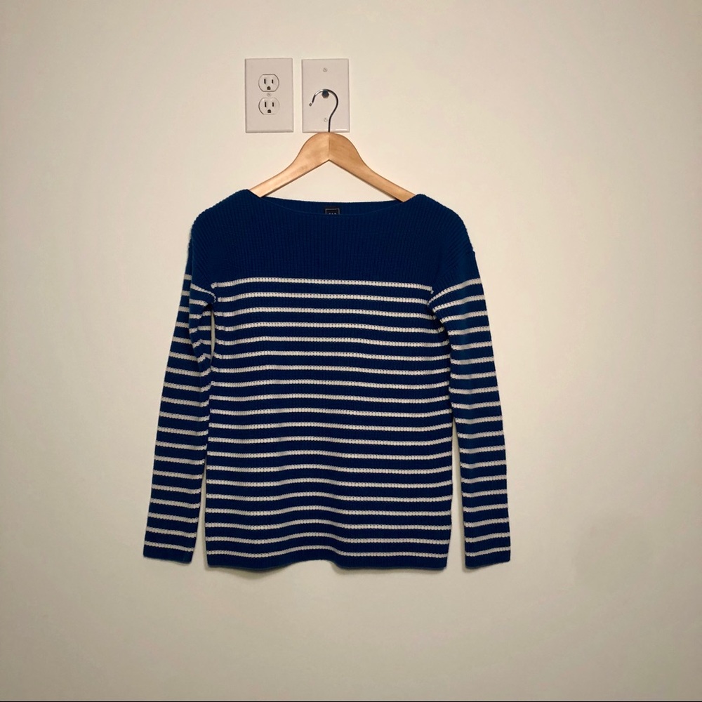 GAP Royal Blue Striped Crewneck Sweater